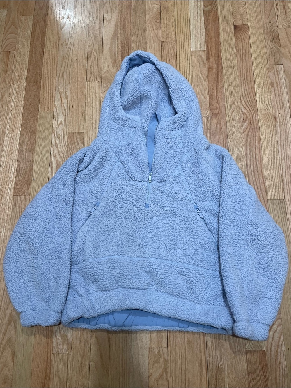 Rae Mode Oversized MediumTeddy Sherpa Fleece Dolman Hoodie Periwinkle Blue J3140
